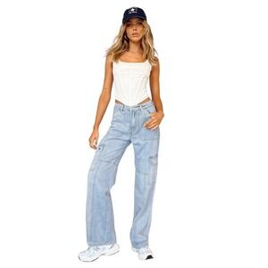 Princess Polly Vincent Cargo Jeans – Size 6 – Denim
